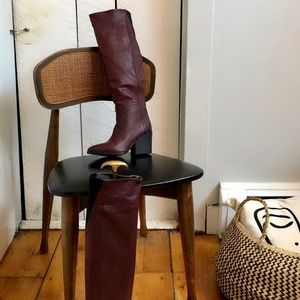 NWOT Steven by Steve Madden Leather “Etherl” Burgundy Boots Sz 36/6